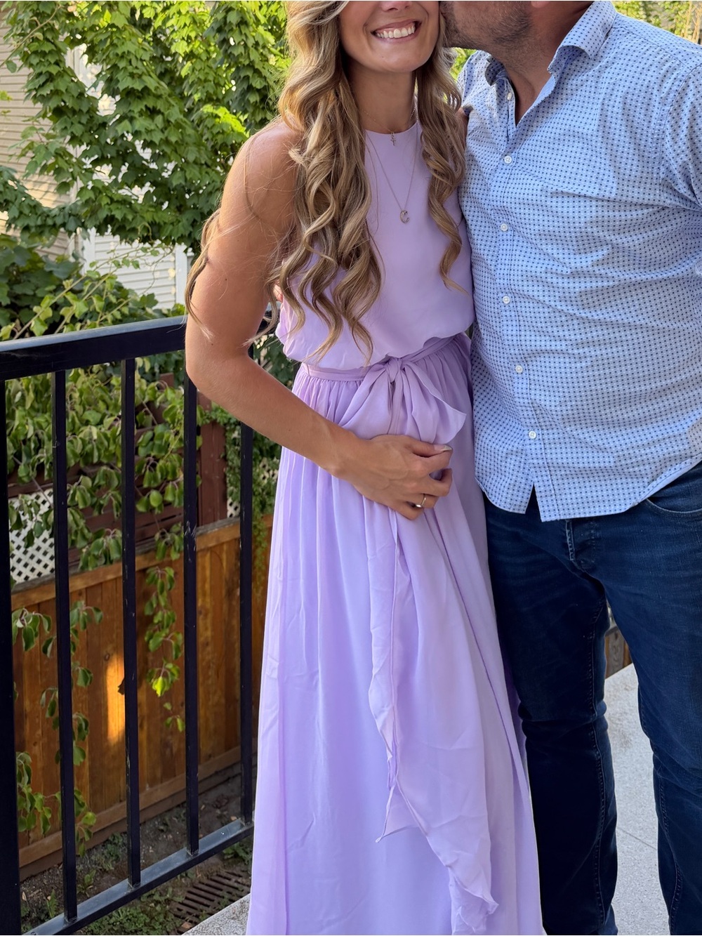 JJs House Lilac Sleeveless Chiffon Evening Gown